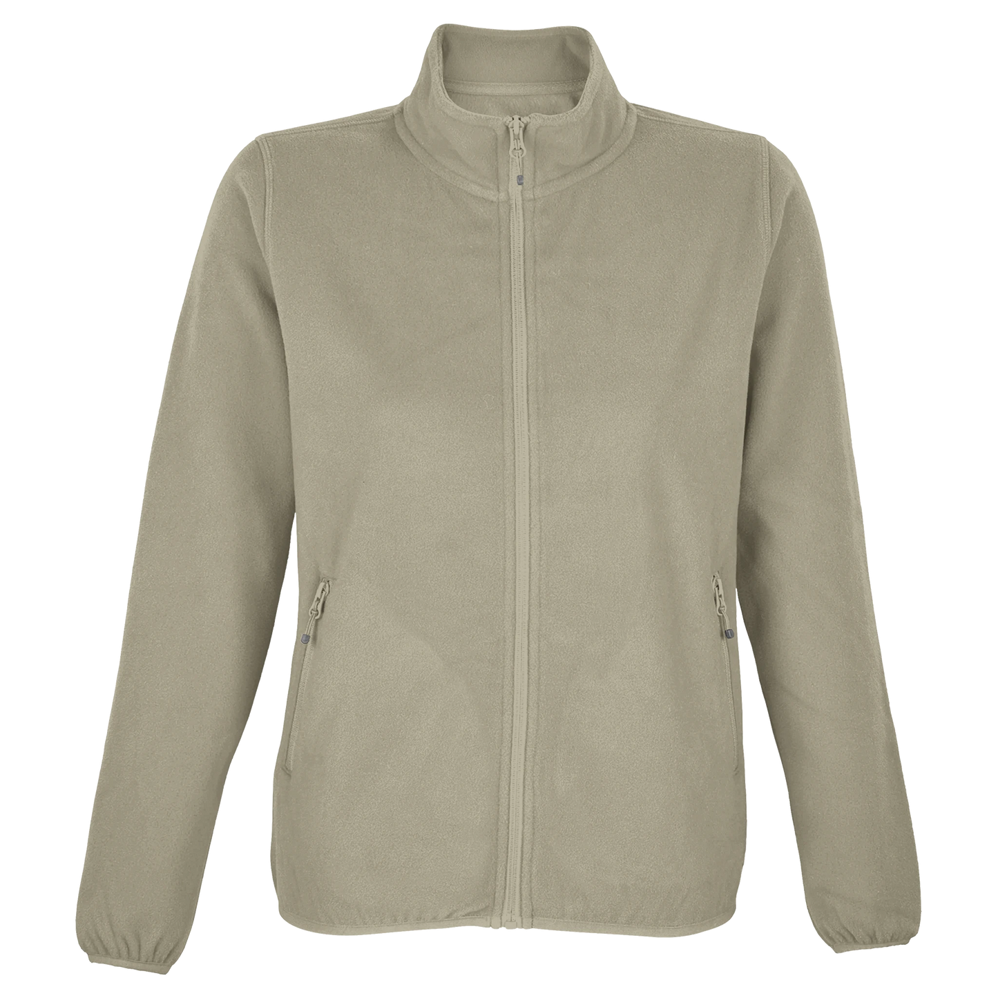 Reissverschlussjacke_aus_Mikrofleece_f_r_Damen_aus_recyceltem_Polyester_olivgrün_Frontal_Bild_Printfeld