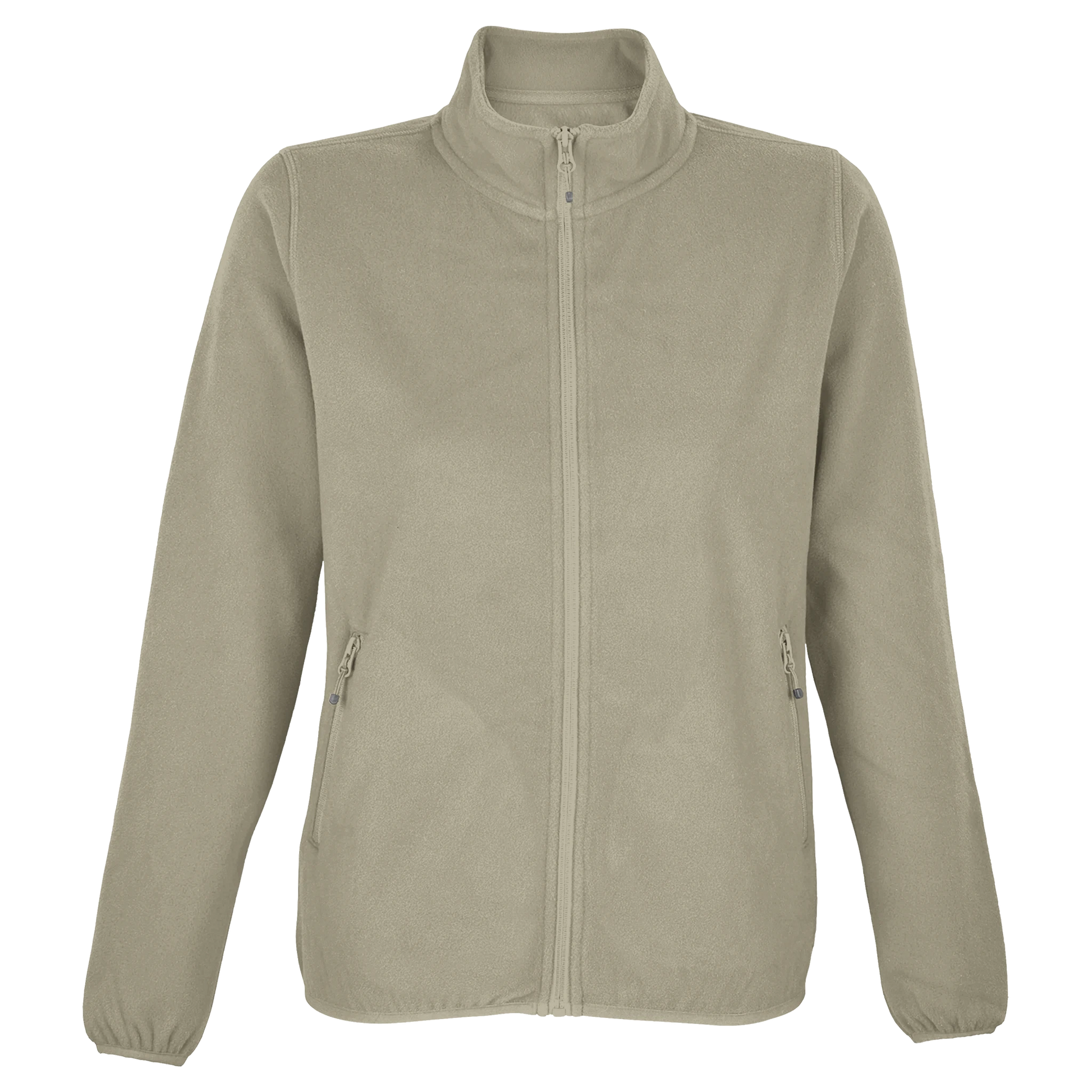 Reissverschlussjacke_aus_Mikrofleece_f_r_Damen_aus_recyceltem_Polyester_olivgrün_Frontal_Bild_Printfeld