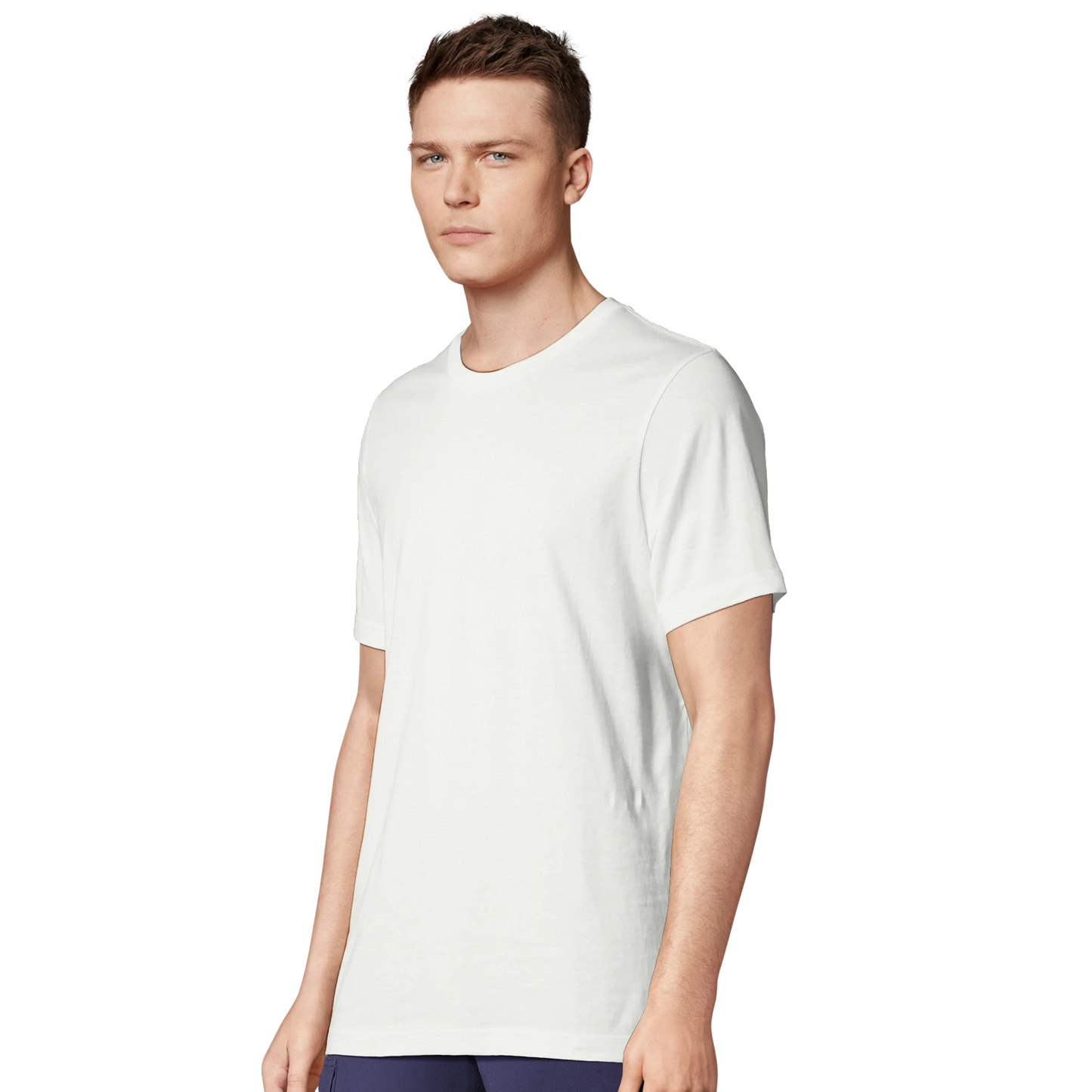 Unisex T-Shirt mit bequemer Passform weiss seitlich 2